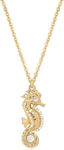 Jenosy 18K Vergoldete Perle Ozean Münze Seepferdchen Ketten Gold mit Cubic Zirconia Anhänger Ketten Handmake Goldschmuck Geschenke von Jenosy