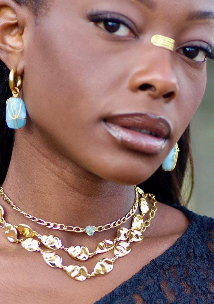 Aquamarin-Halskette "Blu"- Echter Aquamarin - Handgefertigtes Unikat Komplett Vergoldet von JensAtelierJewellery