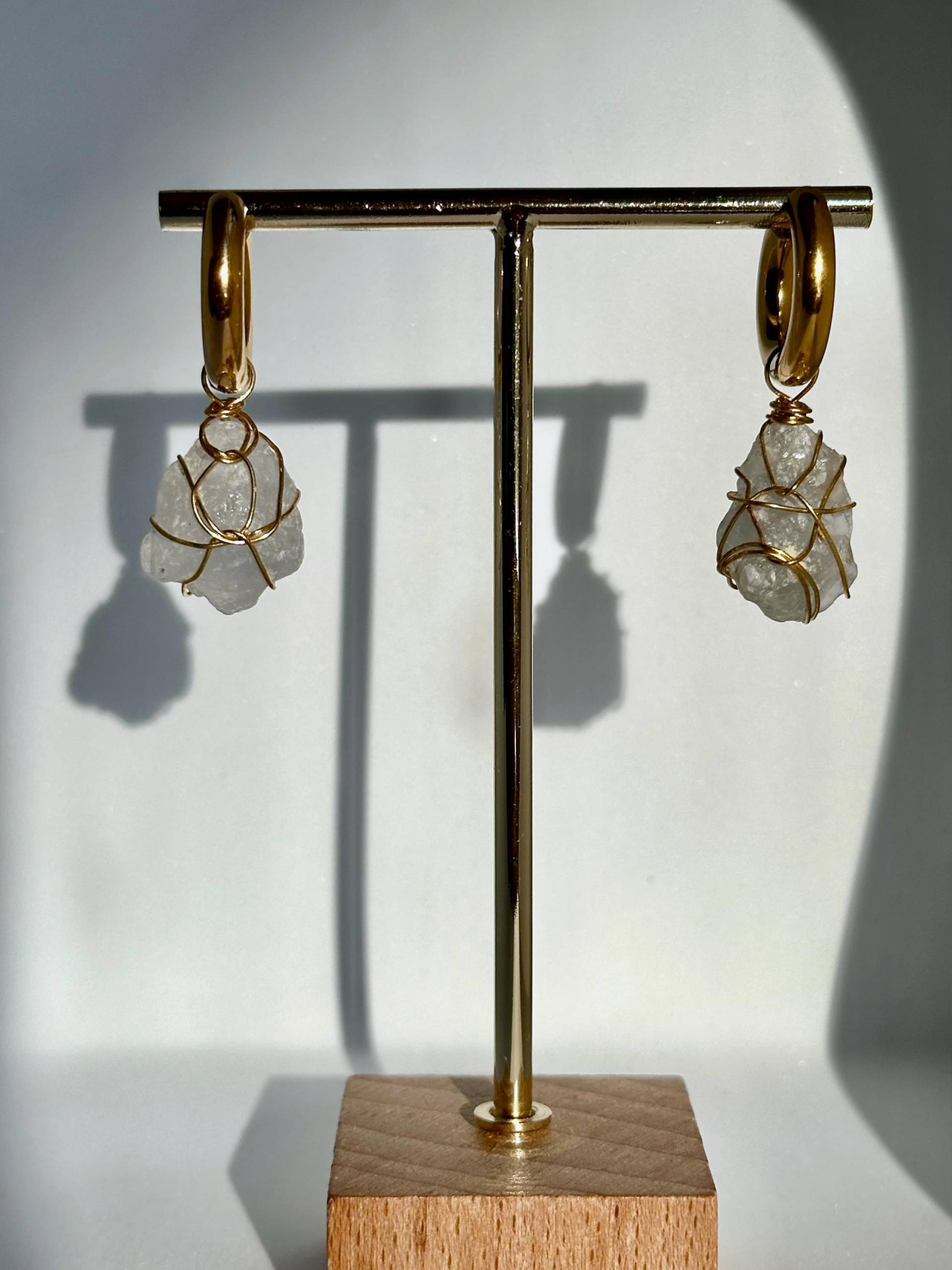 Celestit-Ohrringe "Emi " - Handgefertigte Unikate Vergoldet Echter Celestit von JensAtelierJewellery