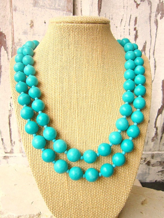 Doppelstrang Türkis Halskette.türkis Statement Brautjungfern Schmuck.perlenarbeit Halskette. Halskette Halskette.türkis Hochzeit von JensBeadBox