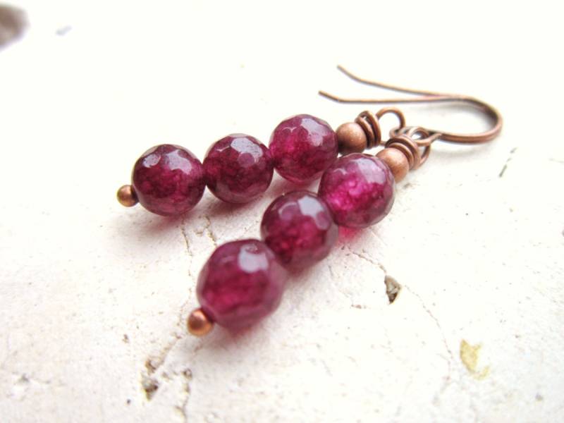 Granat Ohrringe. Facettierte Jade Ohrringe Earrings.round Stein. Jewelry.garnet & Kupfer Rustikale Schmuck Granat Ohrringe. Facettierte Jade Ohrringe Earrings.round Stein. Jewelry.garnet & Kupfer Rustikale Schmuck von JensBeadBox