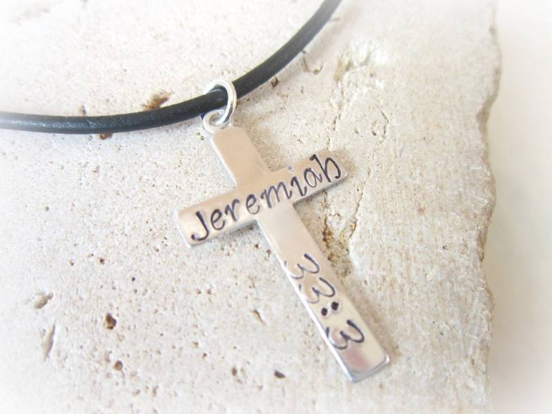 Jungen Erste Kommunion Gift.boys Halskette. Mens Schrift Cross Necklace.confirmation Necklace.boys Schmuck von JensBeadBox