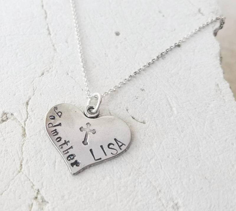 Patin Geschenk. Personalisierte Silberkette. Gestempelt Namenskette. Erste Kommunion Schmuck. Geschenk Für von JensBeadBox