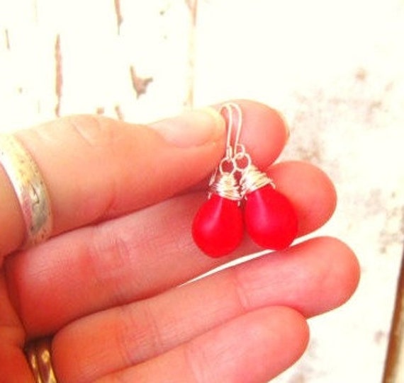 Roter Türkis Draht Gewickelt Ohrringe. Rote Howlith Rot Briolette Schmuck. Schmuck von JensBeadBox