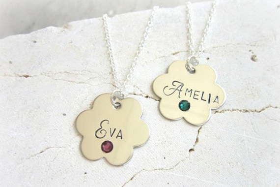 Schwestern-Kette. Kinder Birthstone Collier-Set Von Zwei. Mädchen-Namen-Kette. Name Jewelry.best Freunde Schmuck. Geburtsstein Schmuck von JensBeadBox