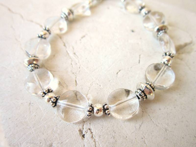 Silber Und Klares Armband. Bergkristall Schmuck.klarstein Perlen Klarer Schmuck. Klarstein Armband von JensBeadBox