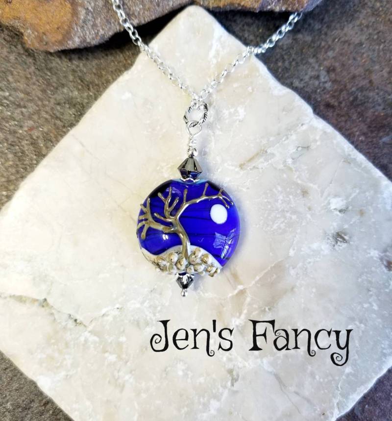 Baum Des Lebens Anhänger Halskette, Mond Schmuck, Kunst Glas Geschenk Für Sie, Halskette Baum Des Lebens Anhänger Halskette, Mond Schmuck, Kunst Glas Geschenk Für Sie, Halskette von JensFancy