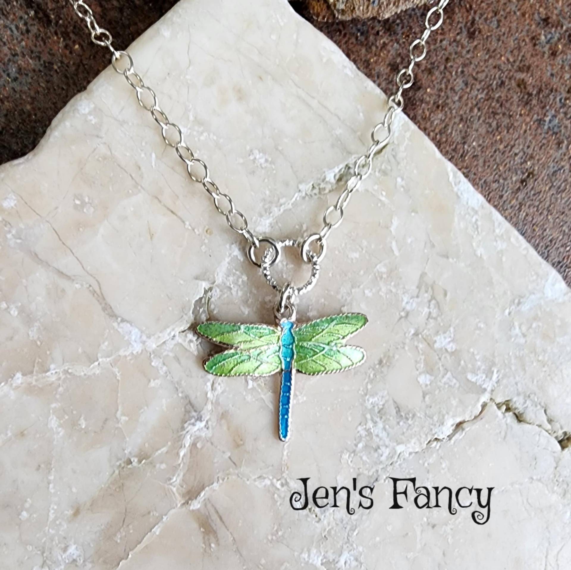 Libelle Halskette Sterling Silber Cloisonne, Handgefertigter Cloisone Schmuck, Geschenk Für Sie, Jen's Fancy Libelle Halskette Sterling Silber Cloisonne, Handgefertigter Cloisone Schmuck, Geschenk Für Sie, Jen's Fancy von JensFancy