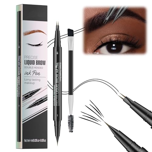 Augenbrauenstift, Augenbrauenstift Wasserfest, 2-in-1 Dual Ended Microblading Augenbrauenstift, Langanhaltenden Magischer Eyebrow Pen Erzeugt Natürlich Aussehende Brauen (Schwarz, 1 Stück) von Jenshhch
