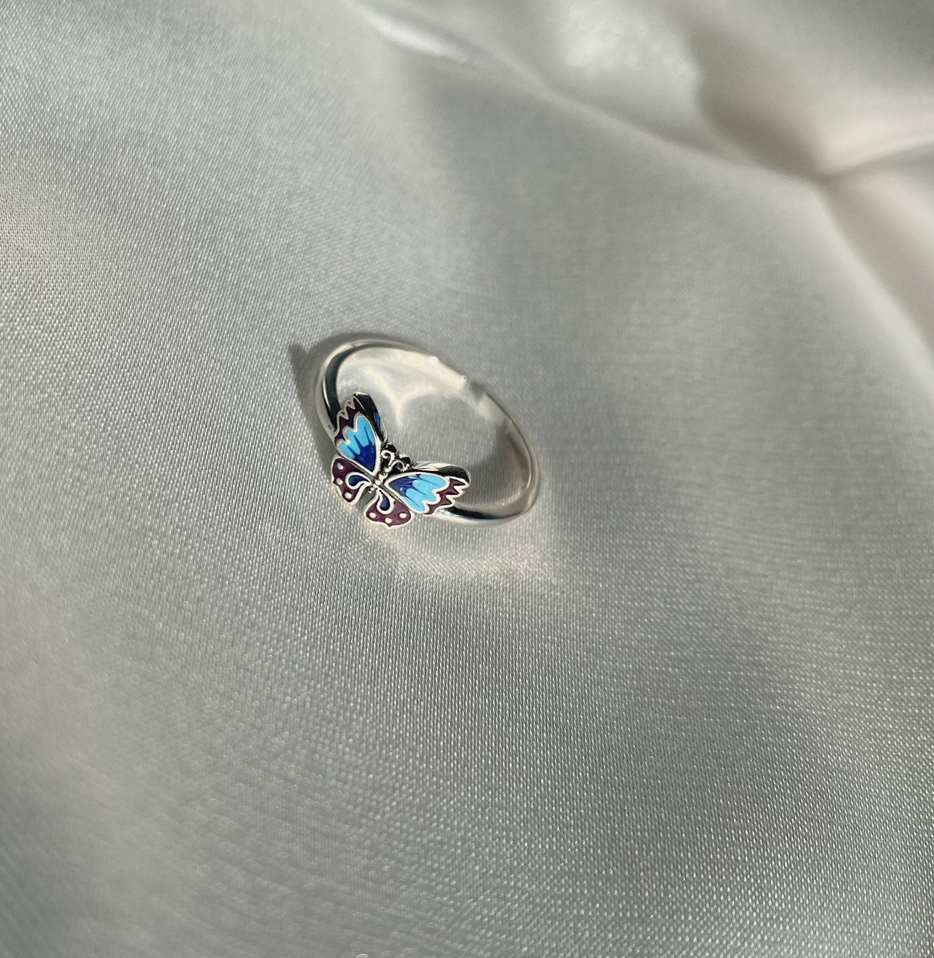 Blau Silber Schmetterling Ring Verstellbarer Einzigartiges Design Schöne Nette Schmuck Jahrestag Geburtstag Geschenk Ringe Für Frauen von Jensshop68
