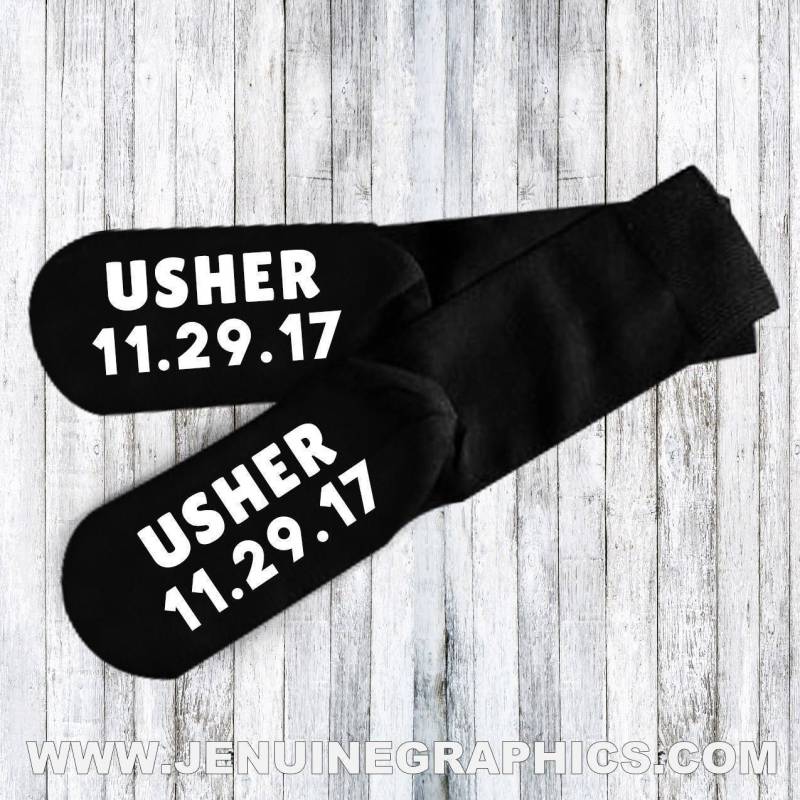 Platzanweiser Socken - Neuheit Wörter Auf Hochzeitsfest-Geschenk Text Benutzerdefinierte Trauzeugen Geschenk-Idee von JenuineGraphics