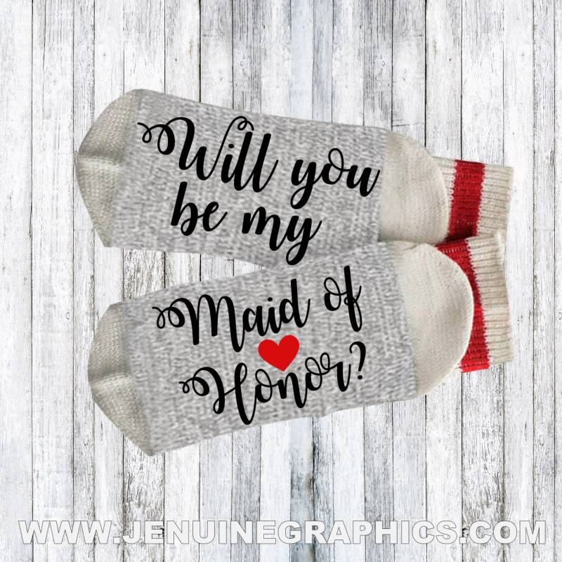Werden Sie Meine Brautjungferngeschenk - Wirst Du Trauzeugin Geschenk Braut Benutzerdefinierte Socken Original Brautjungfern-Geschenk-Idee Sein von JenuineGraphics