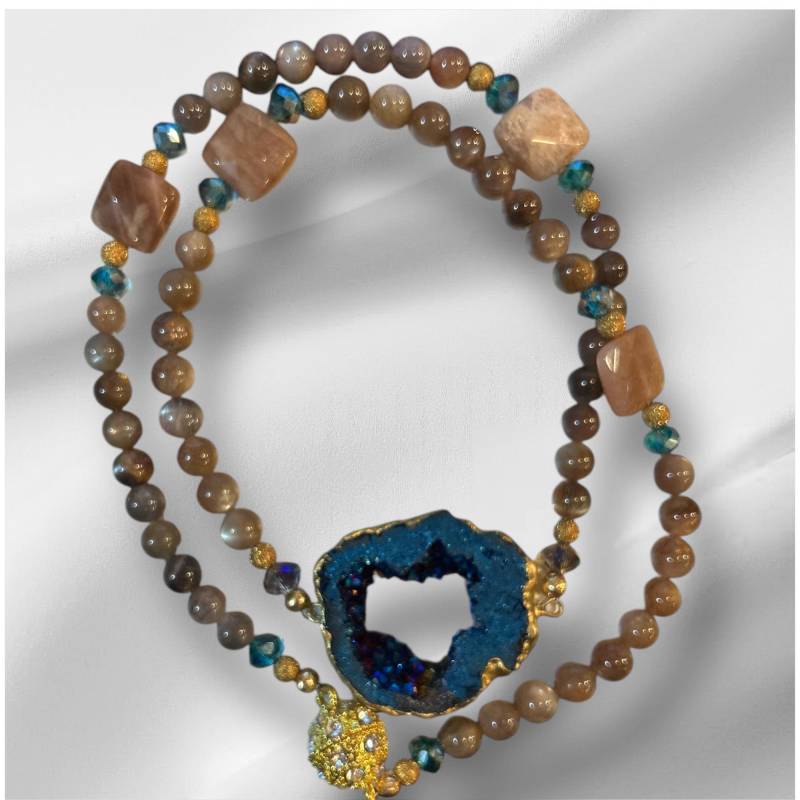 Sunstone Halskette Und Blue Druzy Quarz Ohrring Set Sunstone Halskette Und Blue Druzy Quarz Ohrring Set von JenzersGems