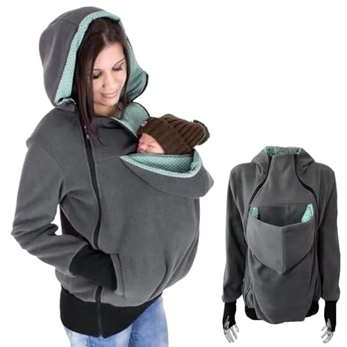 Jeorywoet Känguru-Beutel Hoodie, Mutterschaft Hoodie, 3-in-1 Abnehmbarer Känguru-Beutel Hoodie, Winterweich warmes Baby tragen Jacke von Jeorywoet