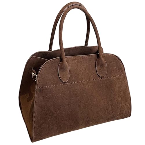 Jeorywoet Wildleder -Einkaufstasche Retro & vielseitig braunes Kunstleder -Tasche mit großer Kapazität Tasche für Frauen Mädchen täglich Arbeitsreisen, Wildleder -Einkaufstasche von Jeorywoet