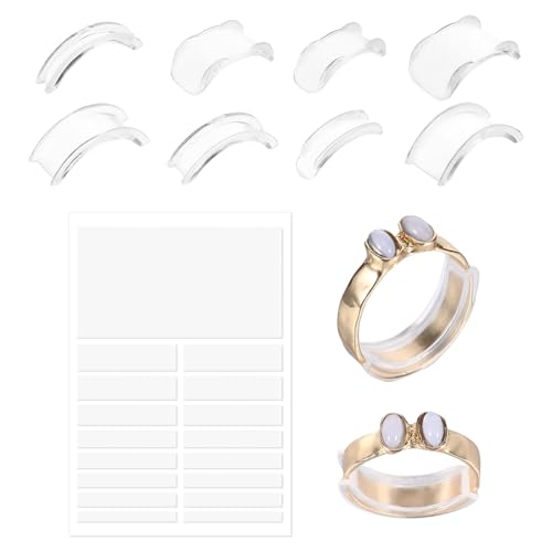 9 Stück Ringverkleinerer Unsichtbar Ring Verstellbar Gummiringe, Silikon-Material Buchringe Ring Verkleinern für Ringe Selber Machen, Ringgröße Ermitteln für Alle Lose Ringe Männer und Frauen von Jeqqinuz