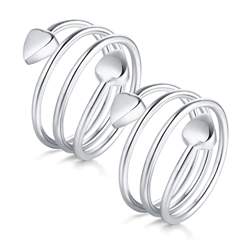 Jeracol Kupfer Magnetringe für Frauen Männer,2 Stück 99% reines Kupfer magnetische Kupferringe mit starken Magneten,verstellbare ring mit einer Geschenkbox(Silber) von Jeracol