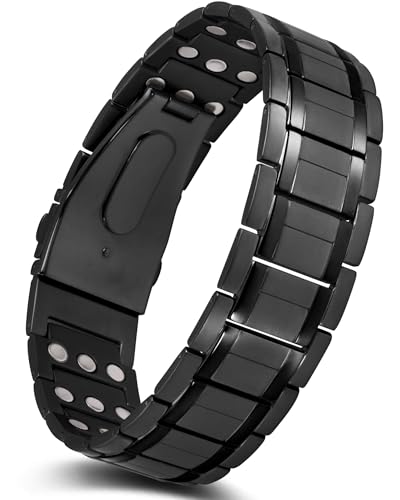 Jeracol Lymphe Detox Titanium Steel Magnetic Bracelet for Men with 3x Ultra Strong 3500 Gauss Magnets Lymphatic Drainage Magnetic Bracelet for Valentine‘s Day with Removal Tool and Gift Box von Jeracol