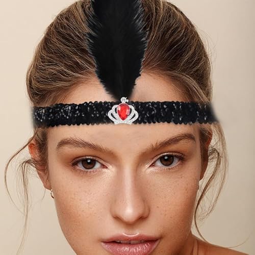 Jerany Pailletten Feder Stirnbänder Mode Weiche Feder Kopfschmuck Strass Karneval Party Halloween Haarschmuck für Frauen von Jerany