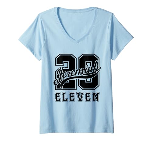 Damen Christlicher Bibelvers Jeremia 29:11 T-Shirt mit V-Ausschnitt von Jeremiah 29:11 Christian Jersey Style Apparel