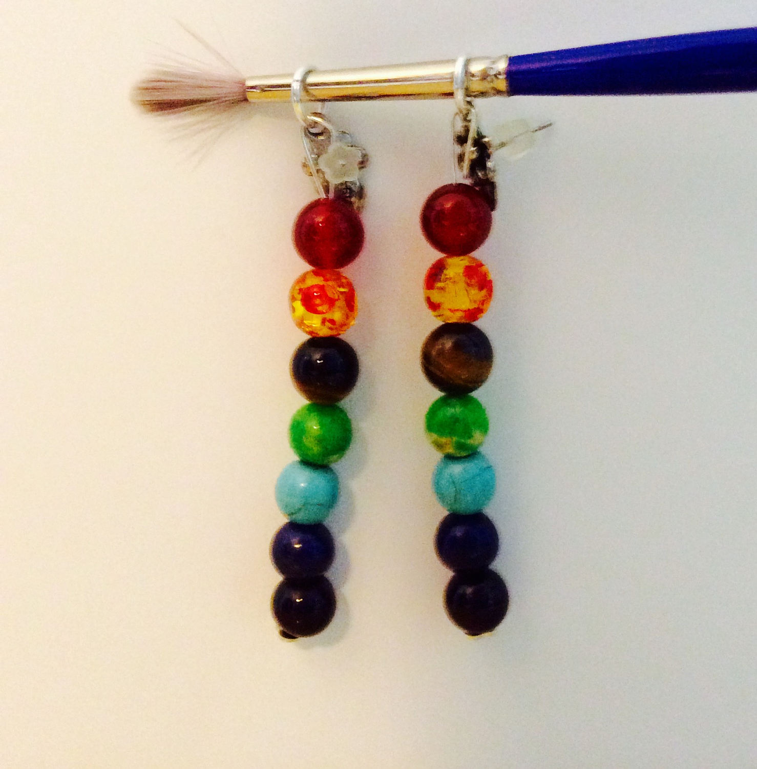 Chakra Ohrringe Auf Blume Posts Für Gepiercte Ohren, Schmuck Geschenk, Bunte Ohrringe, Spiritueller Schmuck, Lange Energie Symbole von JeriAielloartstore