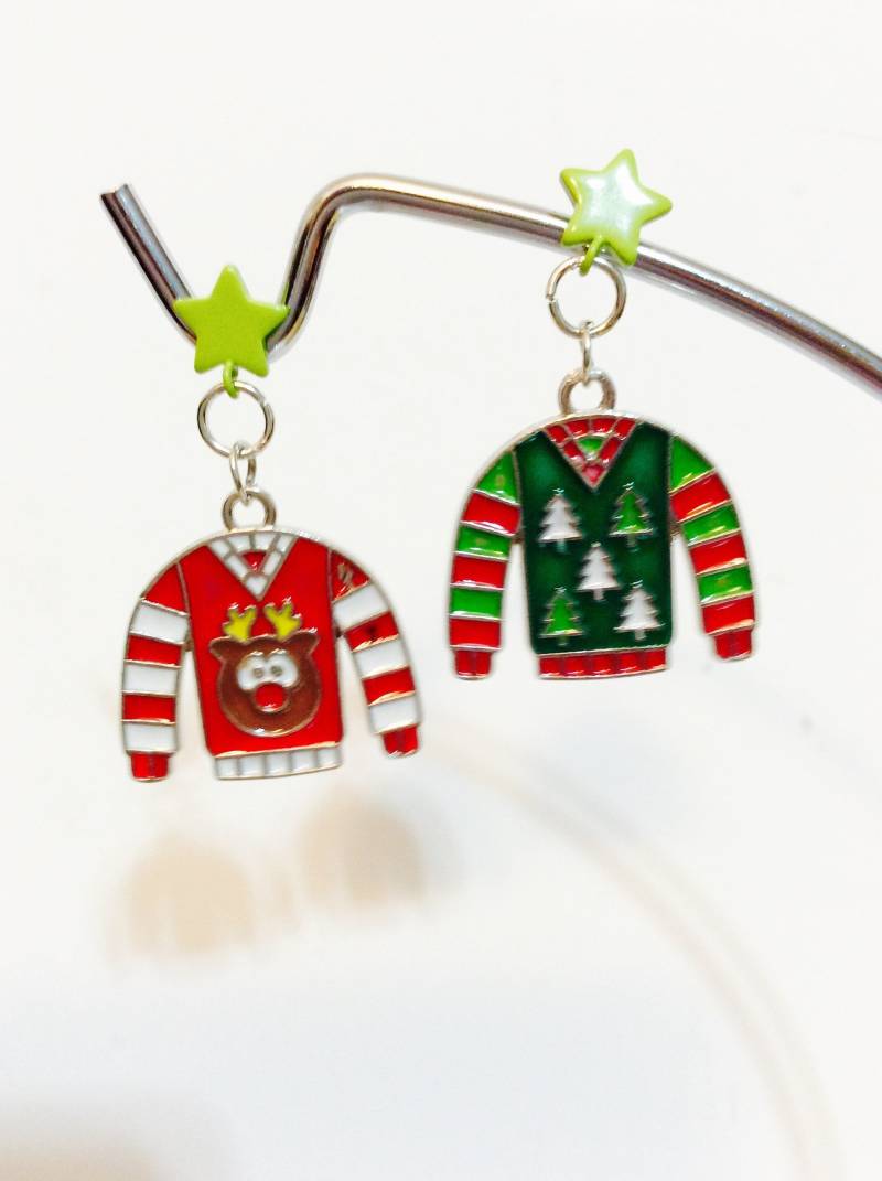 Weihnachten Pullover Ohrringe, Urlaub Stern Rot Grün Jeriaielloartstore, Weihnachtszubehör, Wundertüte von JeriAielloartstore