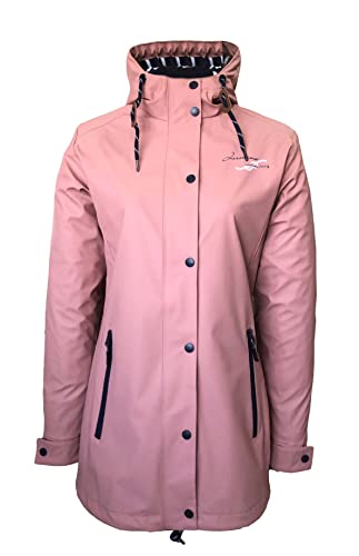 Jeronimo Canoni Friesennerz Damen Regenmantel Frauen Regenjacke Damen Jacke mit verstellbarer Kapuze Lang Winddicht Wasserdicht (38, Alt Rosa) von Jeronimo