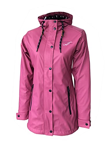 Jeronimo Canoni Friesennerz Damen Regenmantel Frauen Regenjacke Damen Jacke mit verstellbarer Kapuze Lang Winddicht Wasserdicht (38, Dunkle Beere) von Jeronimo