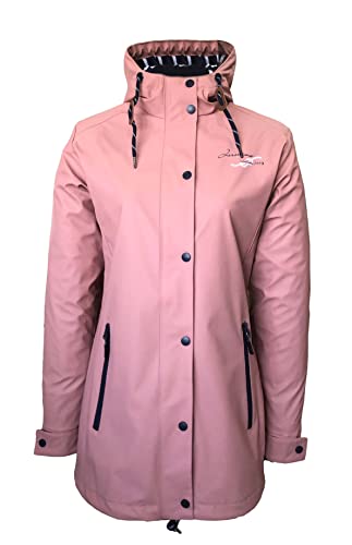 Jeronimo Canoni Friesennerz Damen Regenmantel Frauen Regenjacke Damen Jacke mit verstellbarer Kapuze Lang Winddicht Wasserdicht (44, Alt Rosa) von Jeronimo