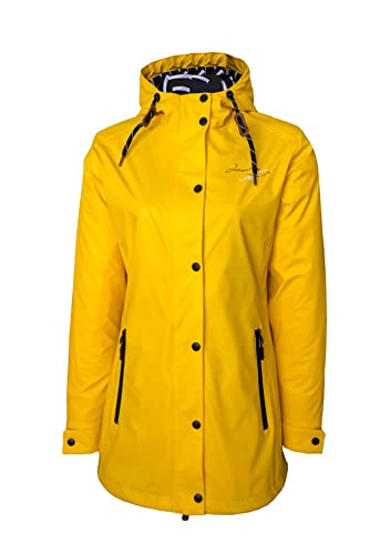 Jeronimo Canoni Friesennerz Damen Regenmantel Frauen Regenjacke Damen Jacke mit verstellbarer Kapuze Lang Winddicht Wasserdicht (52, Gelb) von Jeronimo