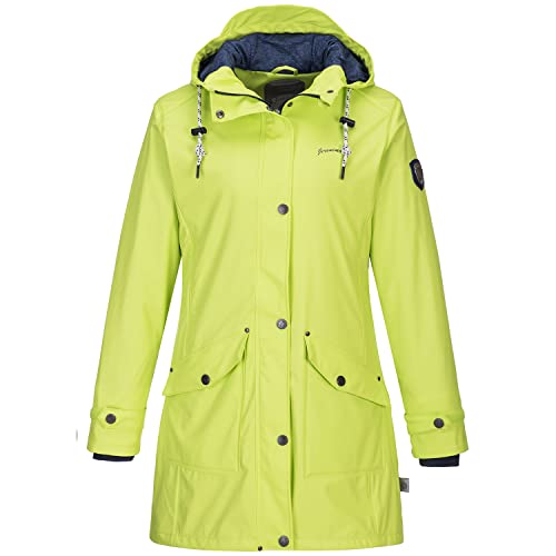 Jeronimo Friesennerz Fehmarn Damen PU Regenmantel Frauen Regenjacke Damen Jacke mit verstellbarer Kapuze Lang Winddicht Wasserdicht (42, Kiwi) von Jeronimo