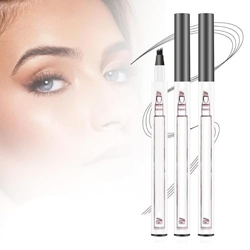 2er-Pack wasserfester 3D Magic Eyebrow Pencil, Präzisions-Augenbrauenstift mit vier Spitzen, lang anhaltender und schlanker Microblading-Augenbrauenstift (Grey-2PCS) von Jerpsen