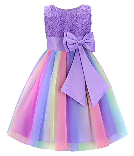 JerrisApparel Prinzessin Blume Kleid Mädchen Festliche Hochzeit Tüll Kleid (5 Jahre, Lila) von JerrisApparel