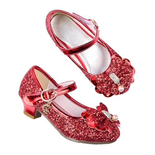 JerrisApparel Prinzessin Schuhe Mädchen Karneval Party Hochzeit Mary Janes (25.5 EU, Rot) von JerrisApparel