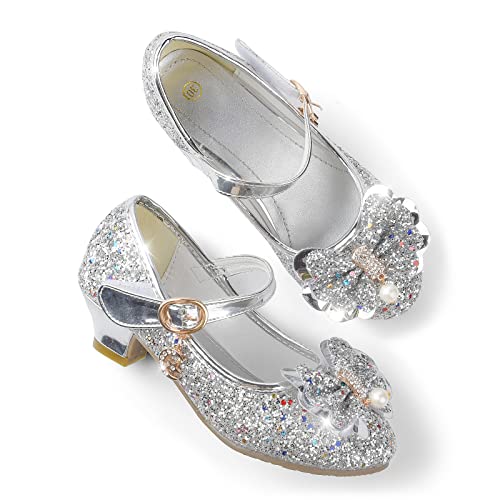JerrisApparel Prinzessin Schuhe Mädchen Karneval Party Hochzeit Mary Janes (26 EU, Silber) von JerrisApparel