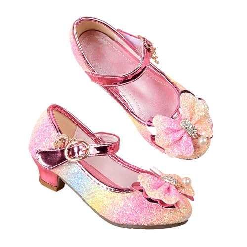 JerrisApparel Prinzessin Schuhe Mädchen Karneval Party Hochzeit Mary Janes (29.5 EU, Regenbogen) von JerrisApparel