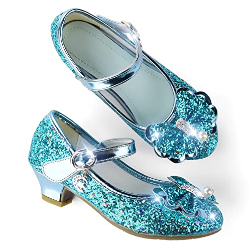 JerrisApparel Prinzessin Schuhe Mädchen Karneval Party Hochzeit Mary Janes (33 EU, Blau) von JerrisApparel