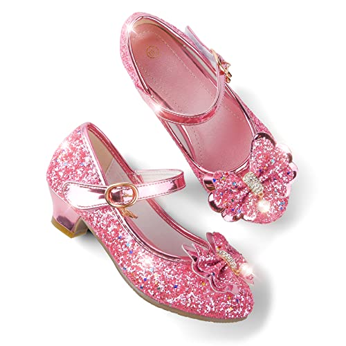 JerrisApparel Prinzessin Schuhe Mädchen Karneval Party Hochzeit Mary Janes (36 EU, Rosa) von JerrisApparel