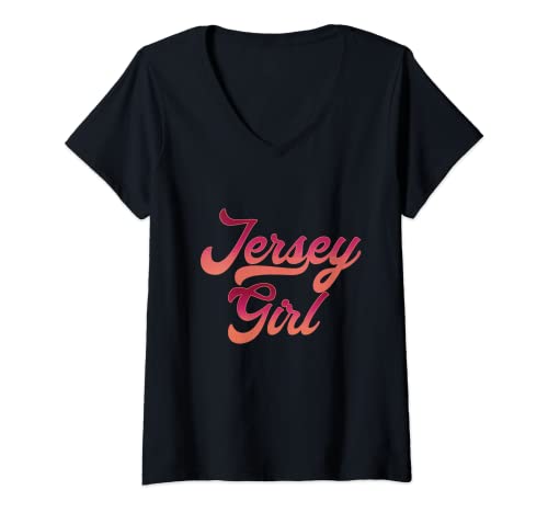 Damen Jersey Girl | Großbritannien | Jersey Island T-Shirt mit V-Ausschnitt von Jersey Girl Great Britain UK Jersey Island Gift