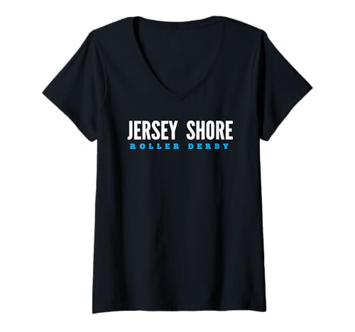 Damen Shore Roller Derby Wordmark aus Jersey T-Shirt mit V-Ausschnitt Damen Shore Roller Derby Wordmark aus Jersey T-Shirt mit V-Ausschnitt von Jersey Shore Roller Derby