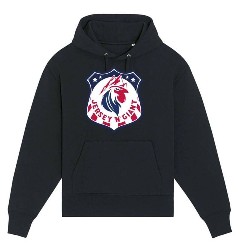 Jersey "N' Giant Hoodie Schwarz, Kuscheliger Kapuzenpullover, Mit Logo Und Frontprint Jersey "N' Giant Hoodie Schwarz, Kuscheliger Kapuzenpullover, Mit Logo Und Frontprint von JerseynGiant