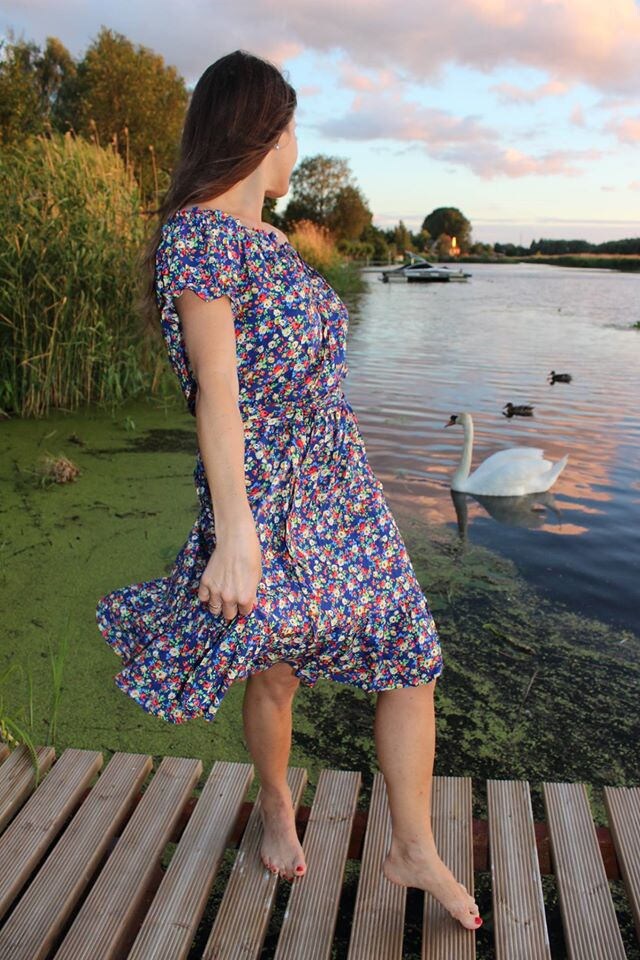 Baumwolle Midi Für Frauen Mädchen Sommerkleid, Kurzes Kleid. Mit Ärmel Taschen/ Hochzeitsgastkleid Rüschenkleid, Kleid von JershovaDress