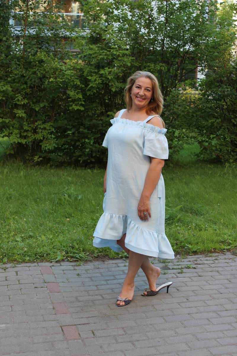 Damen Leinenkleid, Plus Size Kleidung, Baumwollkleid, Süßes Damenkleid, Geschenk Rüschen Boho Midi Kleid Langes Kleid, Sommerkleid von JershovaDress