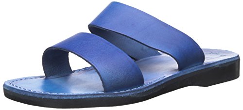 Jerusalem Sandals Aviv Doppelriemen aus Leder, blau, 47 EU von Jerusalem Sandals