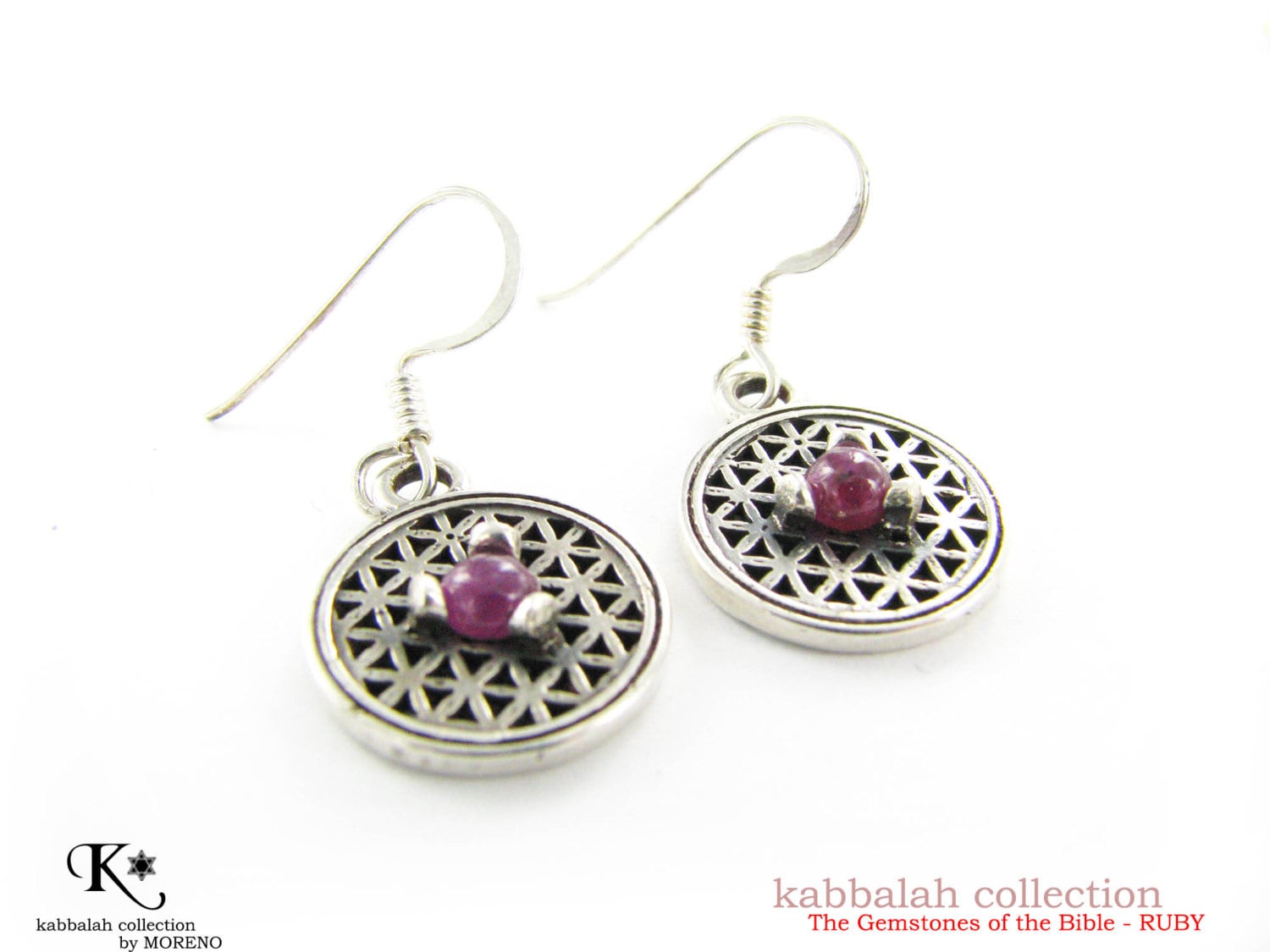 Blume Des Lebens Silber Ohrringe & Ruby - Kostenloser Versand Blume Des Lebens Silber Ohrringe & Ruby - Kostenloser Versand von JerusalemStoneJewel