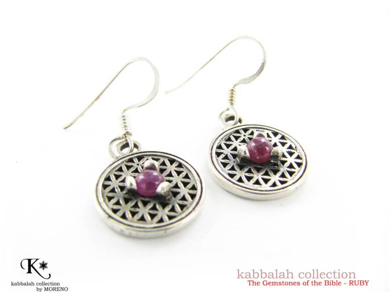 Blume Des Lebens Silber Ohrringe & Ruby - Kostenloser Versand Blume Des Lebens Silber Ohrringe & Ruby - Kostenloser Versand von JerusalemStoneJewel