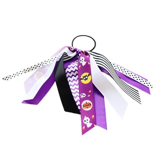 Halloween-Haargummis | Mädchen-Haargummis | Mädchen-Schleife | Kürbisband-Haargummis | Pferdeschwanz-Halter | Lastic Pferdeschwanz-Halter für Halloween-Dekoration von Jeruytgh