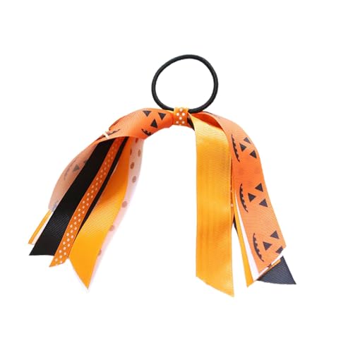 Halloween-Haargummis | Mädchen-Haargummis | Mädchen-Schleife | Kürbisband-Haargummis | Pferdeschwanz-Halter | Lastic Pferdeschwanz-Halter für Halloween-Dekoration von Jeruytgh