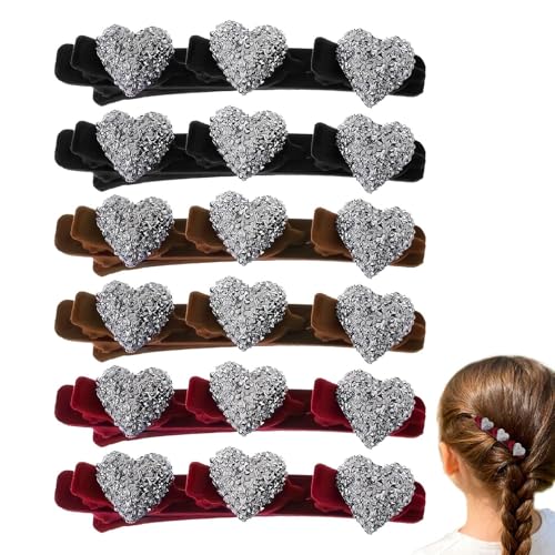 Jeruytgh Haarspangen Für Frauen - Kristallsteine Rutschfeste Spangen - 6 Stück Glitzerzopf Haarspangen | Für Dance Hochzeit Reise Party von Jeruytgh