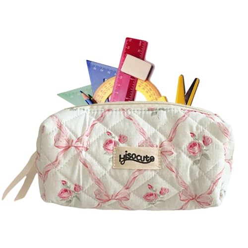 Jeruytgh Niedliches Federmäppchen, tragbare Kosmetiktasche mit Blumenmuster, weiche Make-up-Tasche, wasserdichte Stifttasche für Stifte, Bleistifte, Radiergummis, Farbstifte, Refer to von Jeruytgh